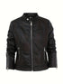 Retro Damen-Bikerjacke | kurze PU-Lederjacke mit Stehkragen & Reißverschlüssen